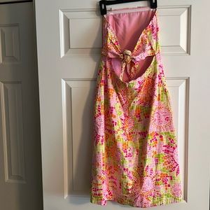 Lilly Pulitzer Vtg 90s  Mosaic Sun Salute Strapless Dress size 6